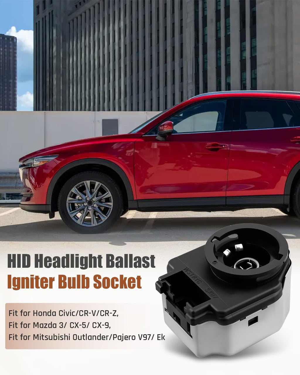 YUANTUO HID Headlight Ballast Igniter Bulb Socket Replace 33129SZTG01, Fit for Honda Civic/ CR-V/ CR-Z, Fit for Mazda 3/ CX-5/ CX-9, Fit for Mitsubishi Outlander/ Pajero V97/ Ek