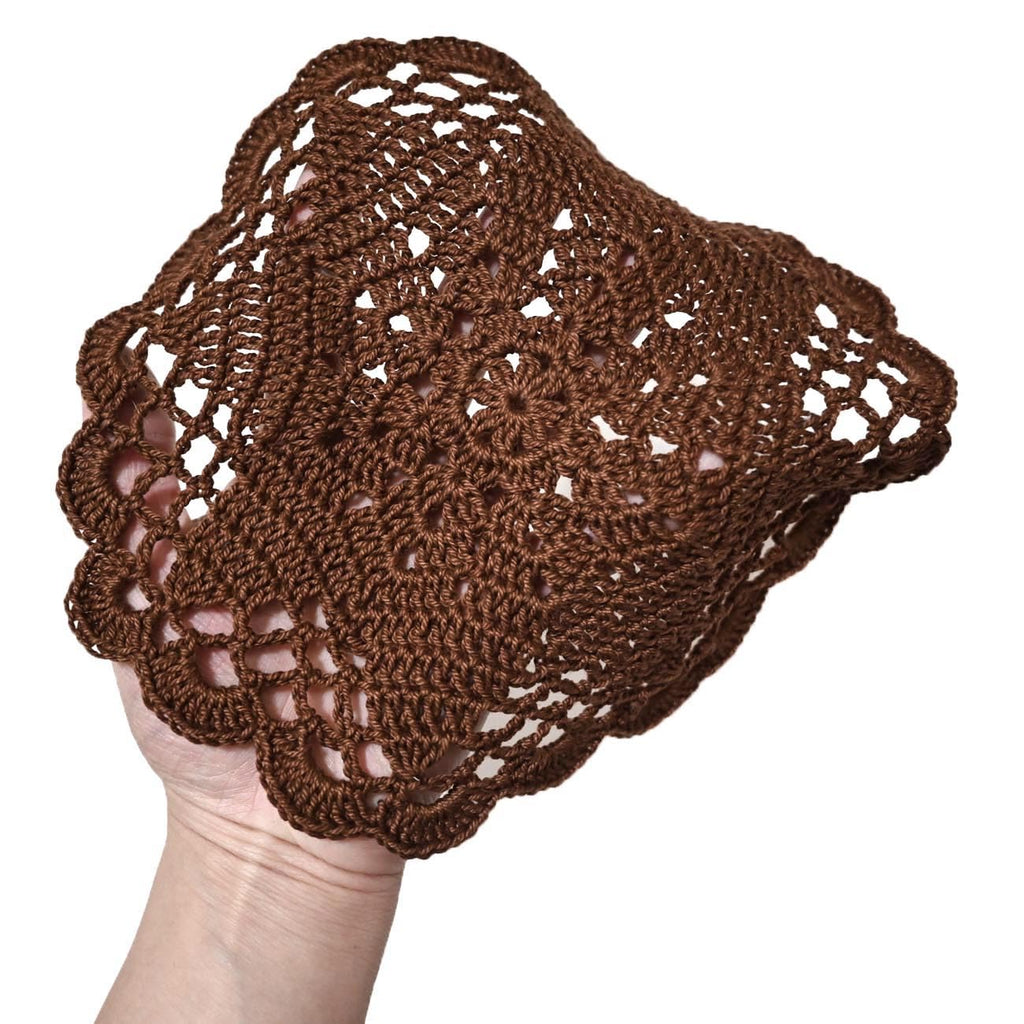 3 PCS 7 Inch Crochet Lace Doilies Coasters Handmade Knitted Small Plants Mug Cup Place Mats (Brown)
