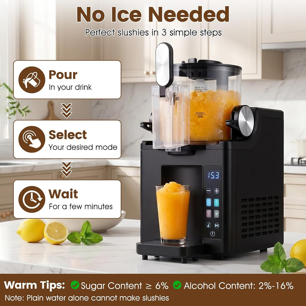 Slushie Machine for Home, 68 oz Frozen Drink & Slushy Machine, 4 Presets, LED Display, Auto Cleaning, Soft Serve Ice