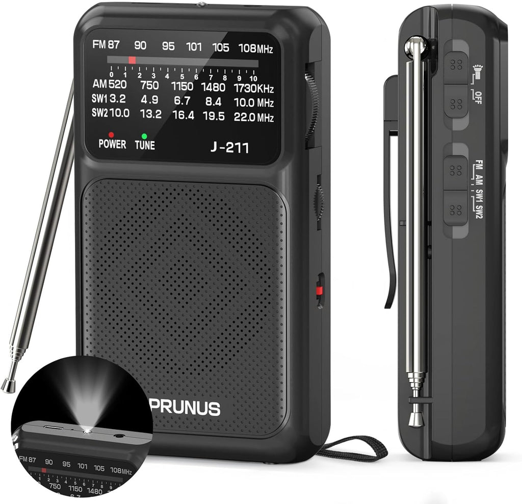 J211 Portable Radio AM FM, USB C Charging and AA Battery Operated | Excellent Reception& Clear Speaker, Headphone