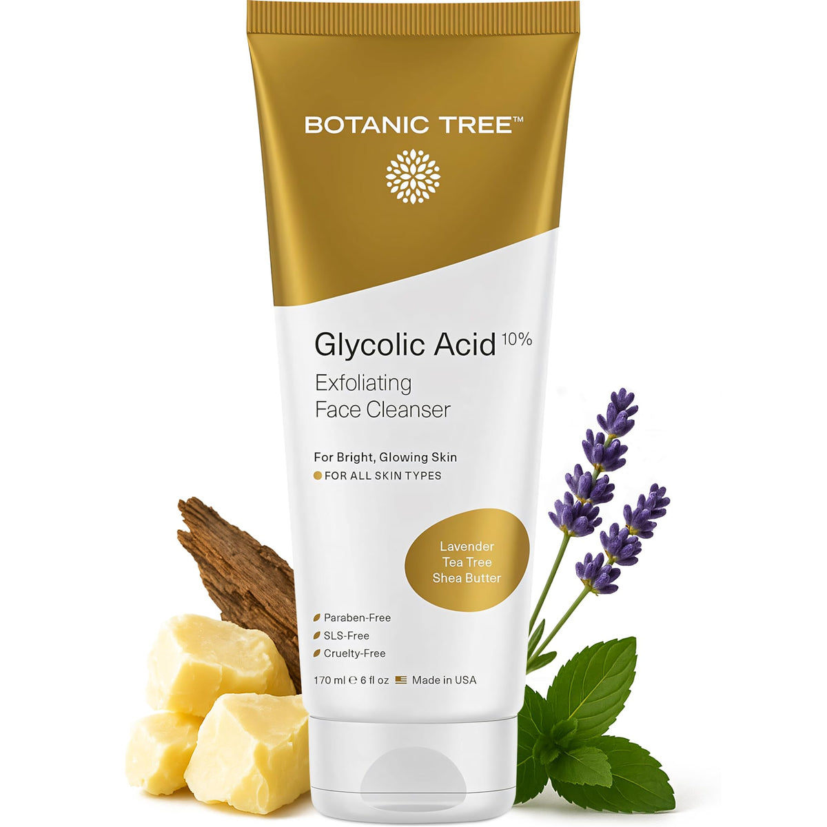 Glycolic Acid Face Wash - Facial Cleanser and Scrub - 10% Glycolic Acid, AHA - Salicylic Cleanser - 6 fl. oz