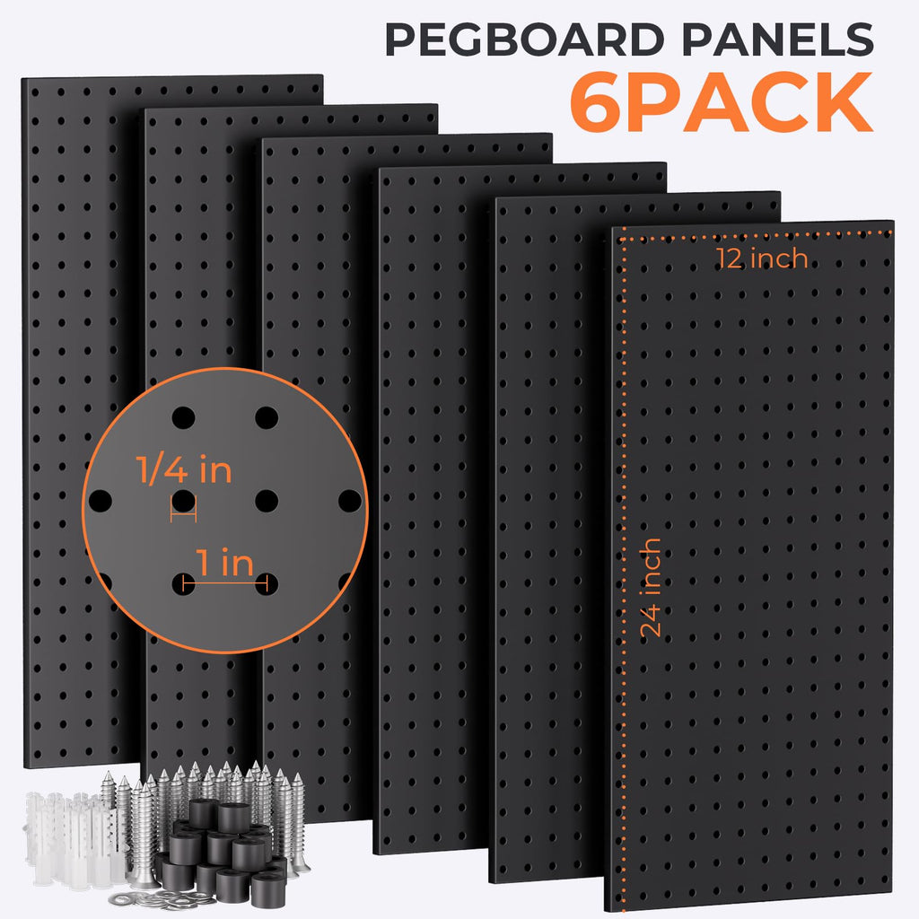 48x36 Inch Metal Peg Board Kit 1/4" Pegboard Hooks Accessories