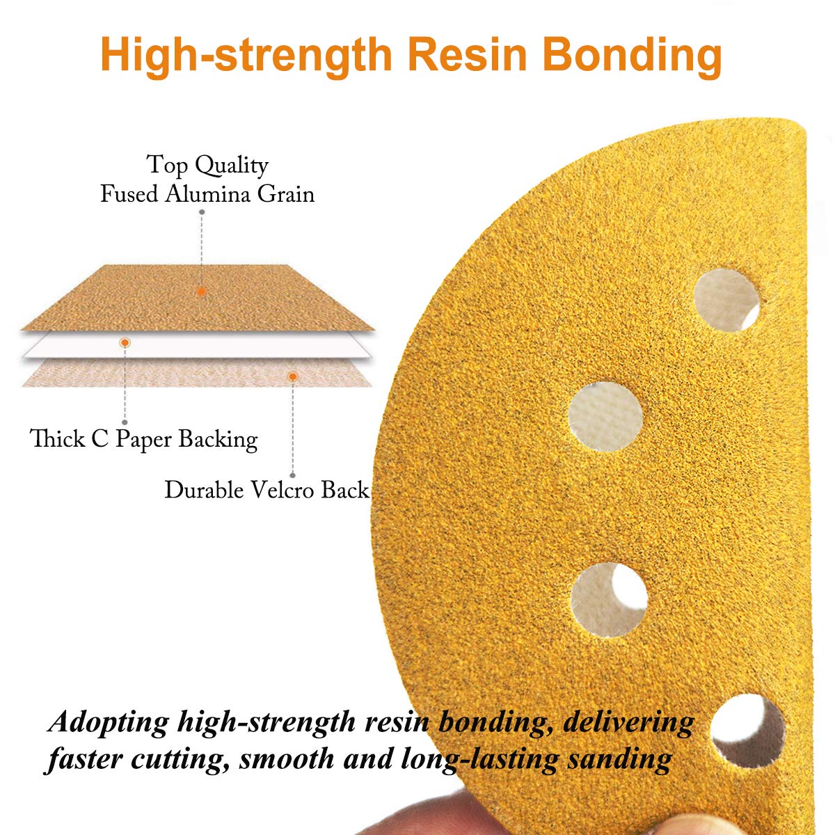 5-Inch 8-Hole Hook and Loop Sanding Discs 60-Grit, 100-Pack