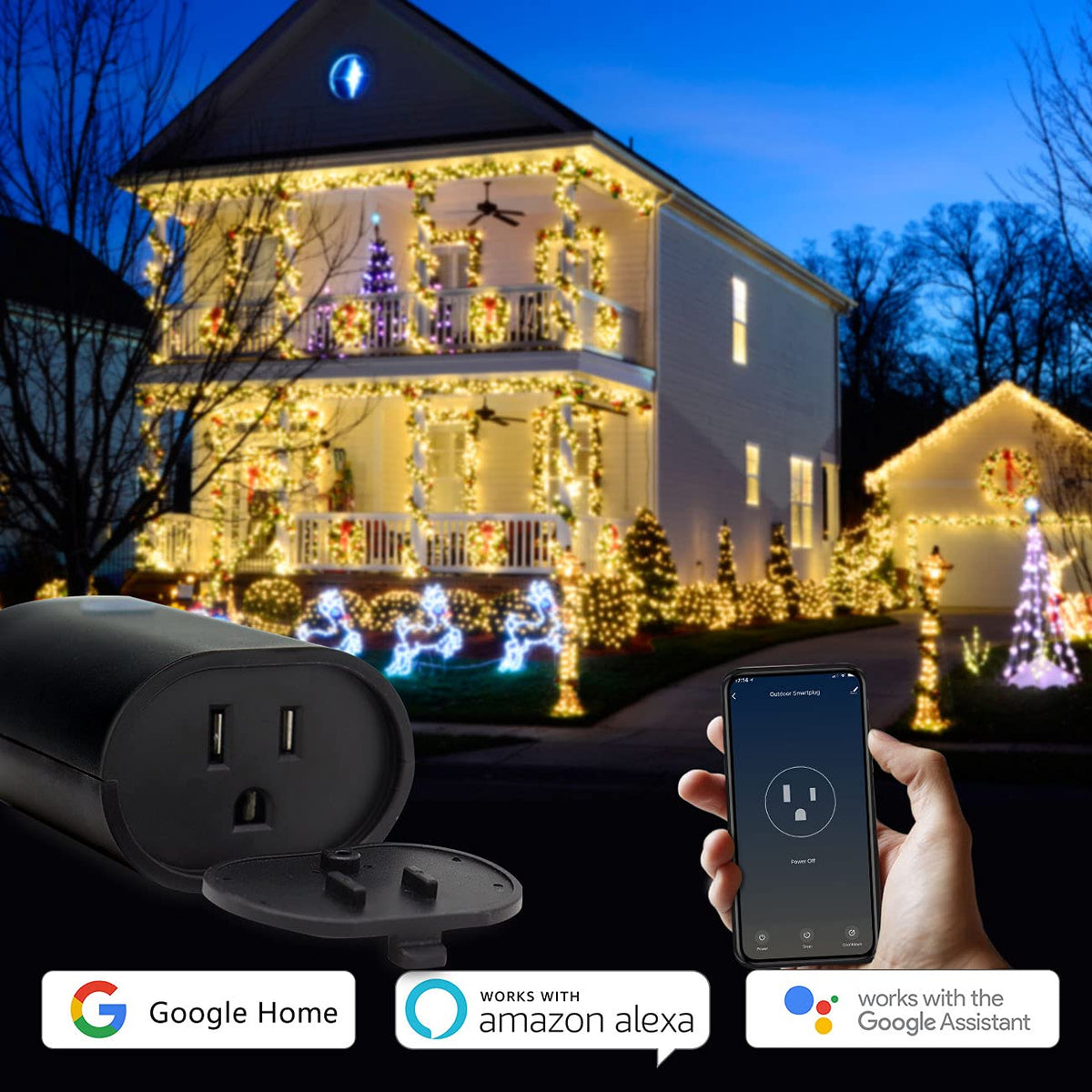 Outdoor Smart Plug, IP65, 2.4G WiFi Only, FCC Listed, 2 Pack