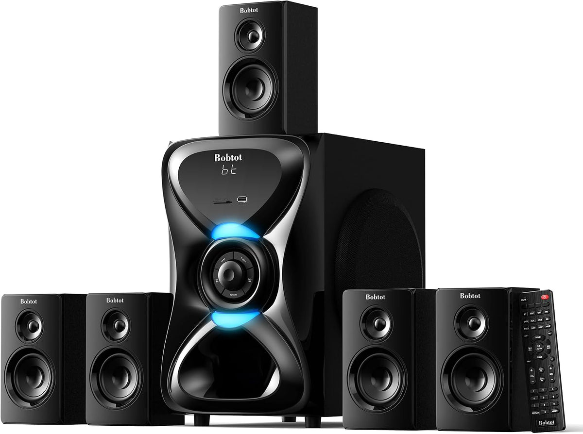 5.1 Home Theater Sound System Wireless Rear Satellite Speakers | 1000W Peak Punchy Bass 8 inch Subwoofer Surround