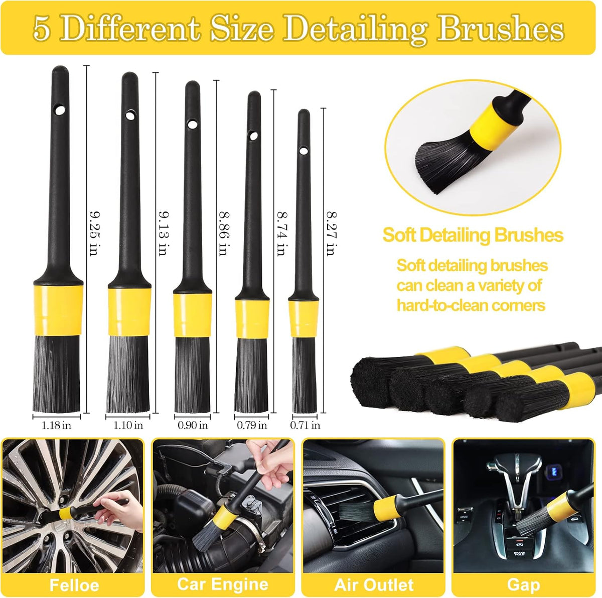 27Pcs Car Detailing Kit, Car Detailing Brush Set, Auto Detailing Drill Brush Set, Car Detailing Brushes, Car Wash