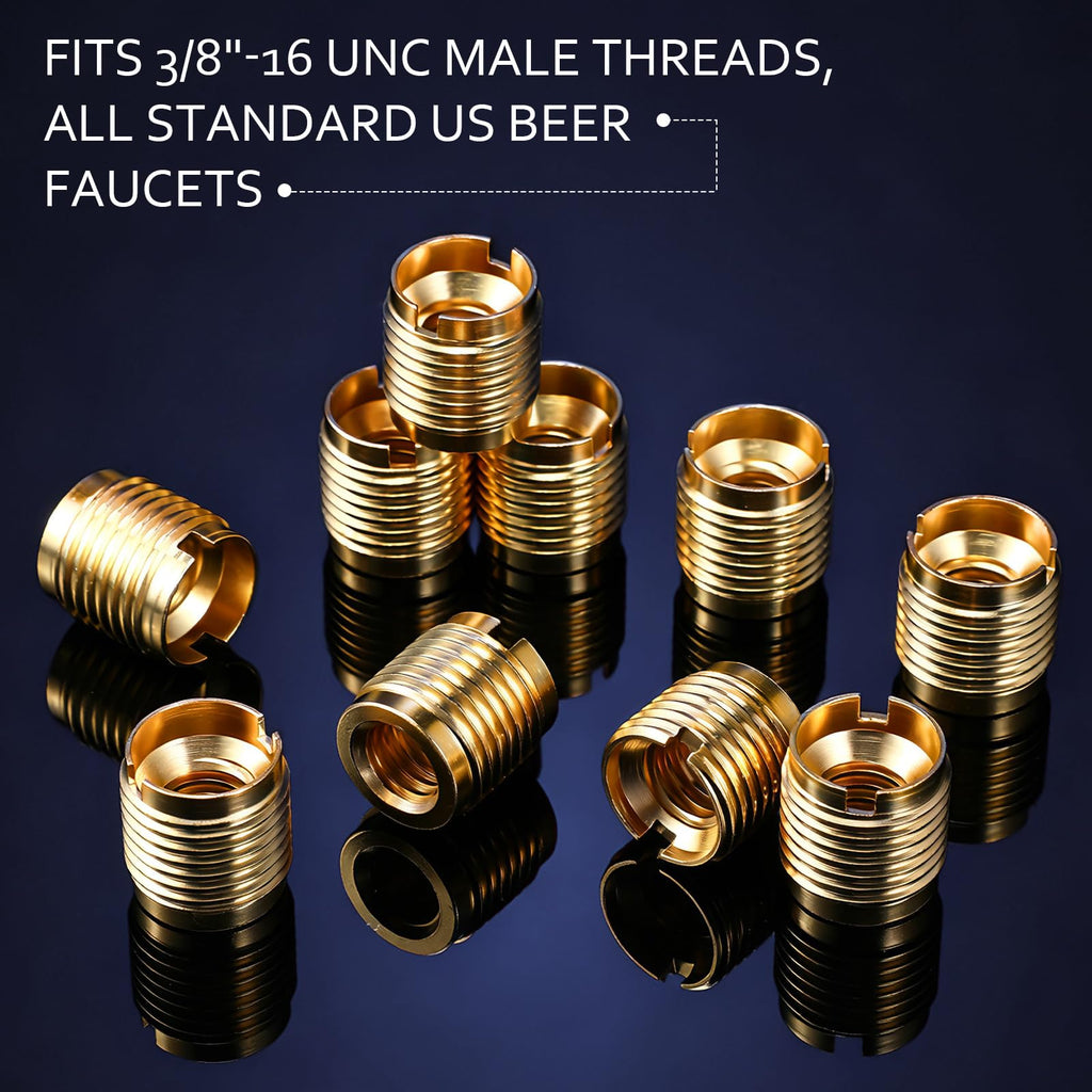 LEIFIDE 20 Pcs 20 Pcs Brass Threaded Inserts 3/8-16 Wood Tap Handle 0.625''