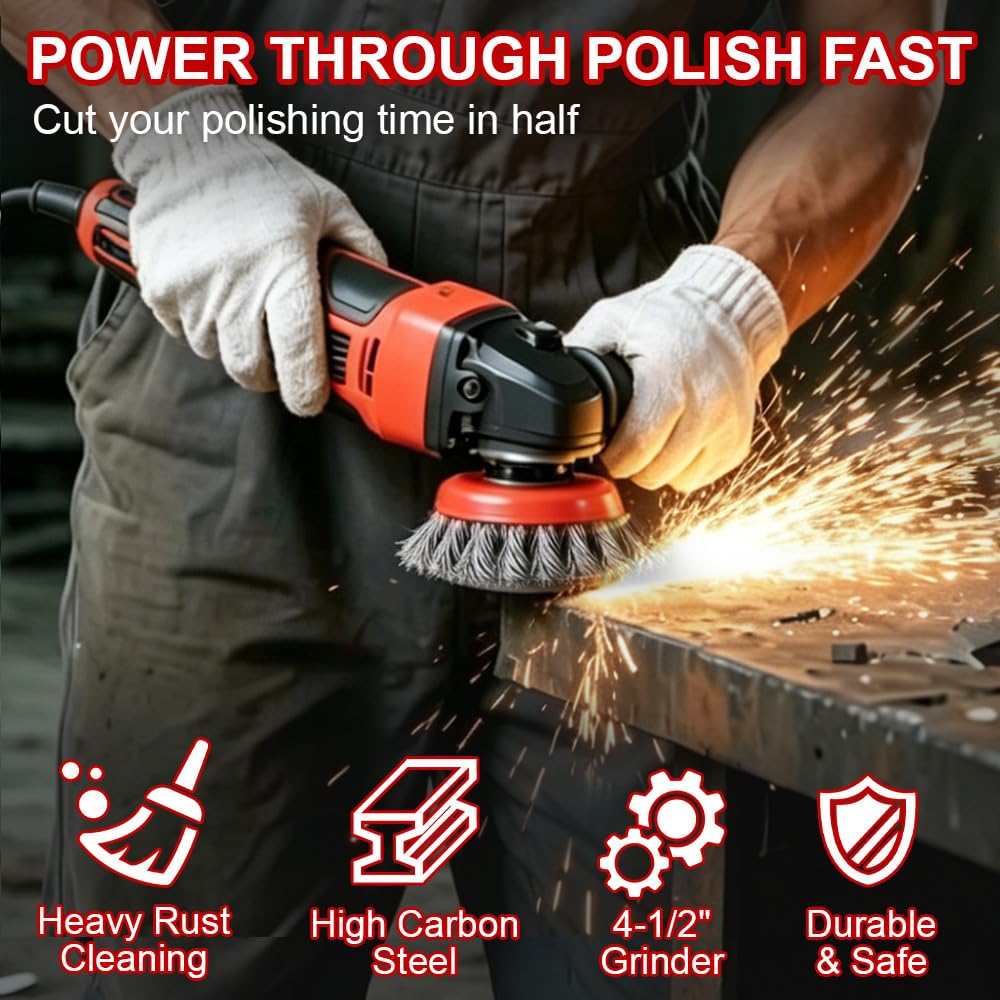 SBGGRL 13-Pack Wire Wheel for Angle Grinder, Heavy Knotted & Crimped Brush