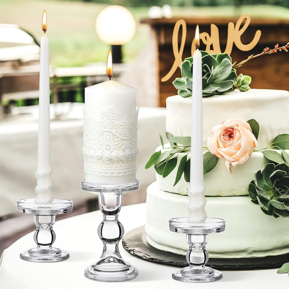 Unity Candles for Wedding Ceremony with Holder,Classic Style