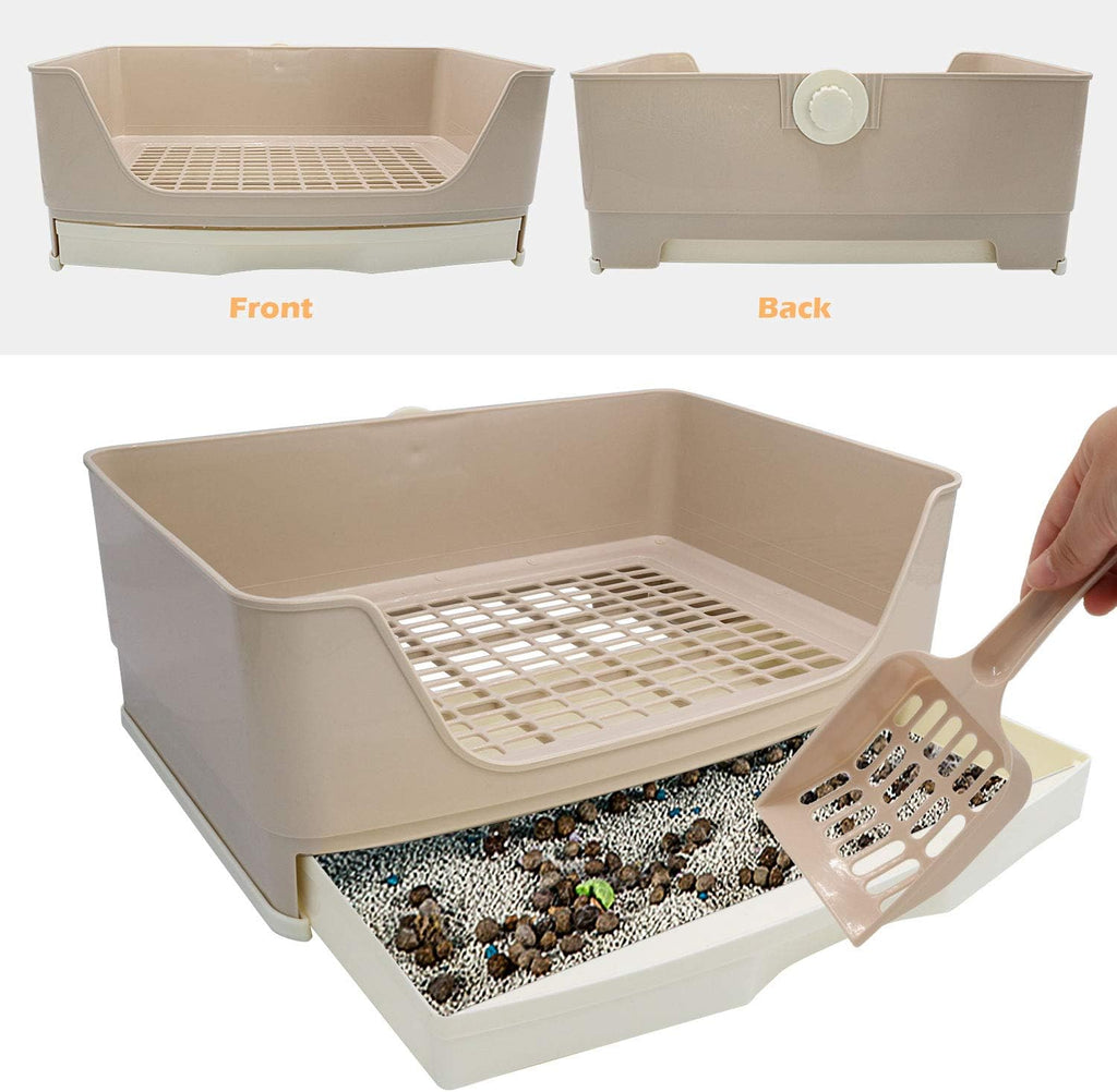 Large Rabbit Litter Box, Bunny Litter Box with Drawer, White