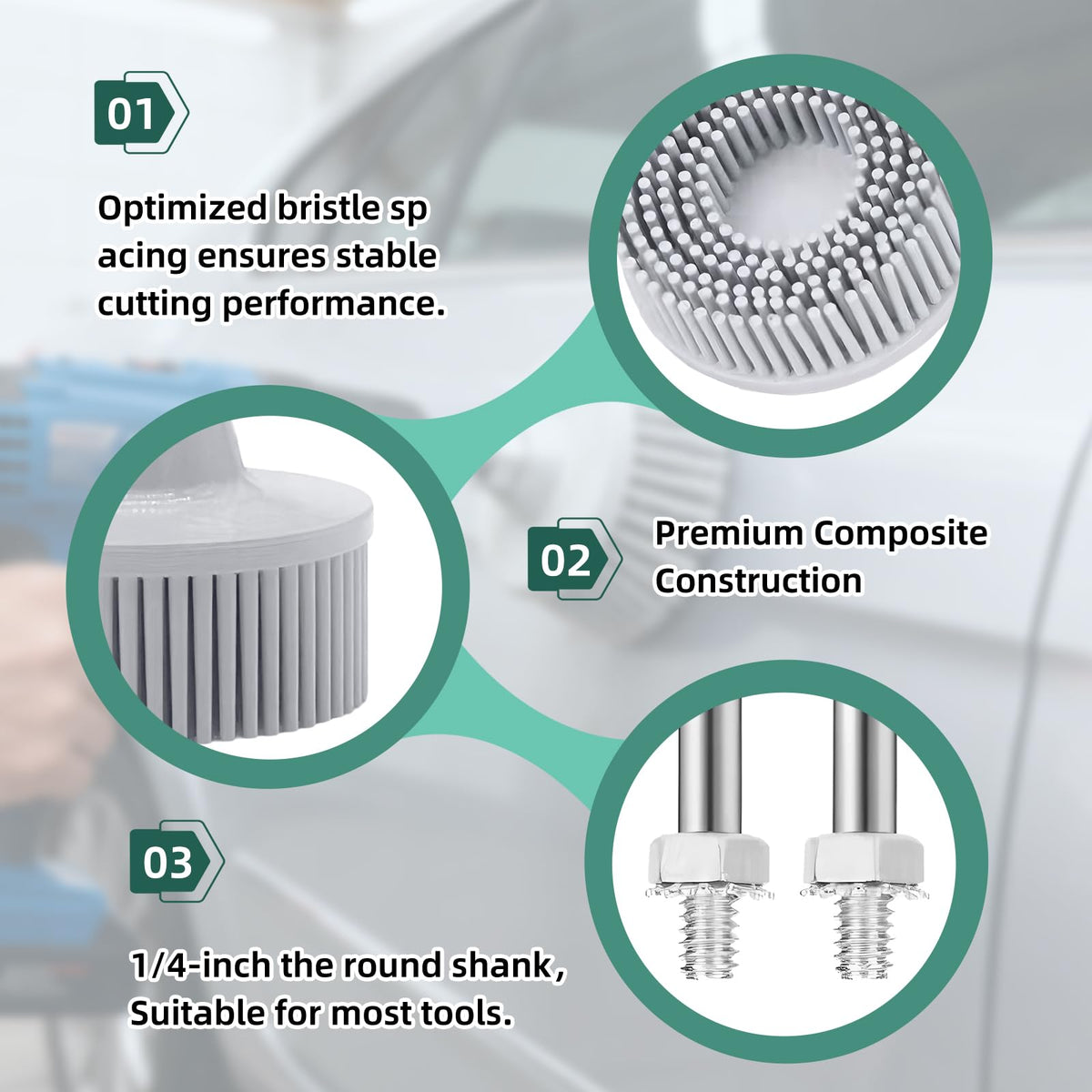 Sissatthai 3Pcs Bristle Disc 2 Inch Gasket Remover Wheel Tool Attachments
