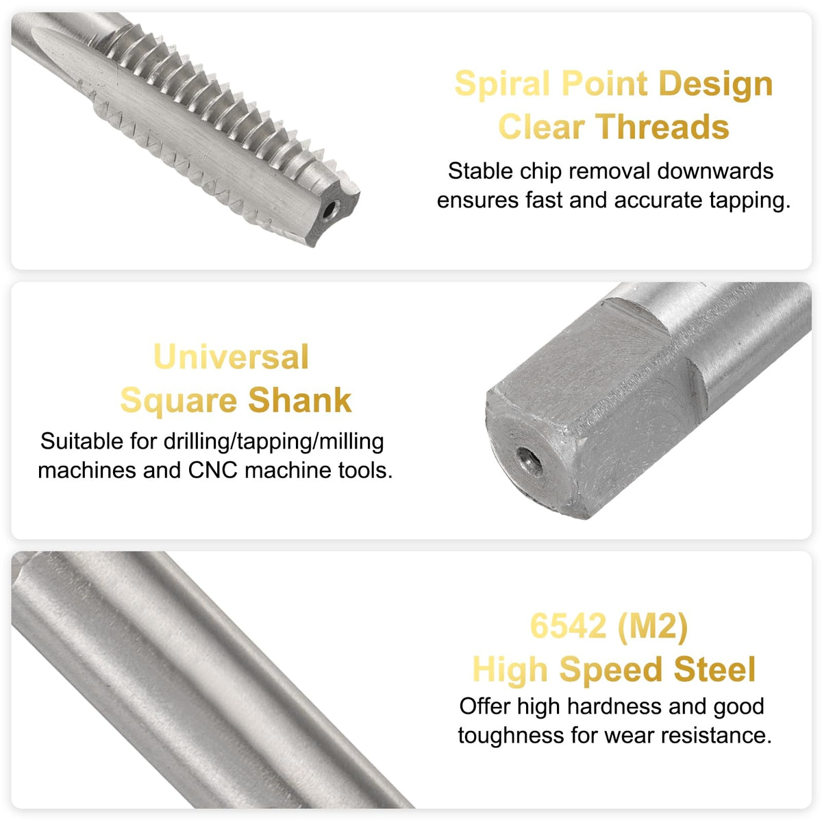 uxcell 2pcs 3/8-16 UNC B2 Spiral Point Thread Tap, Screw Tap Threading Tapping Tool, High Speed Steel Machine Taps Tapping Bit
