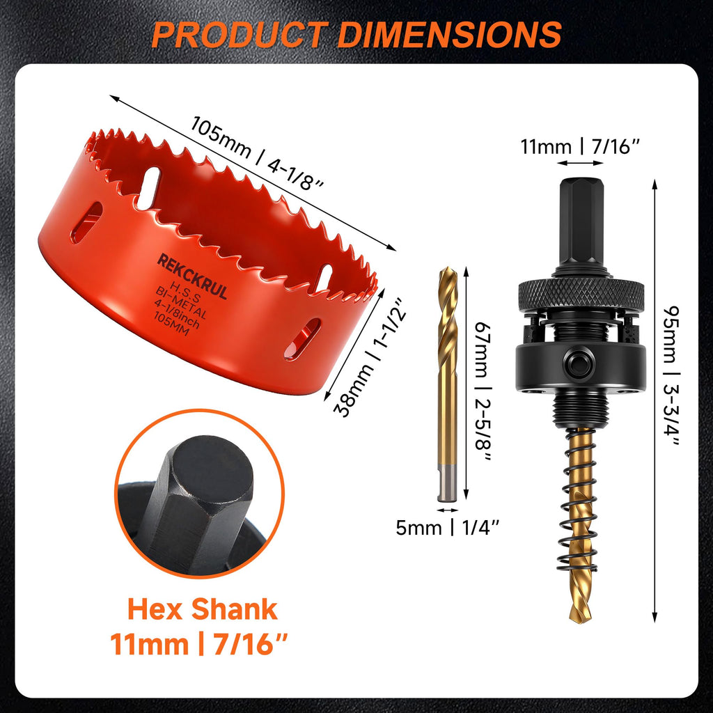 (105mm | 4-1/8 Inch) HSS M42 with 8% Cobalt Bi-Metal Hole Saw