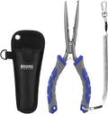 Needle Nose Pliers: 9" Long Nose Hook Remover and Split Ring Fish Pliers with Lanyard and Sheath - XW10