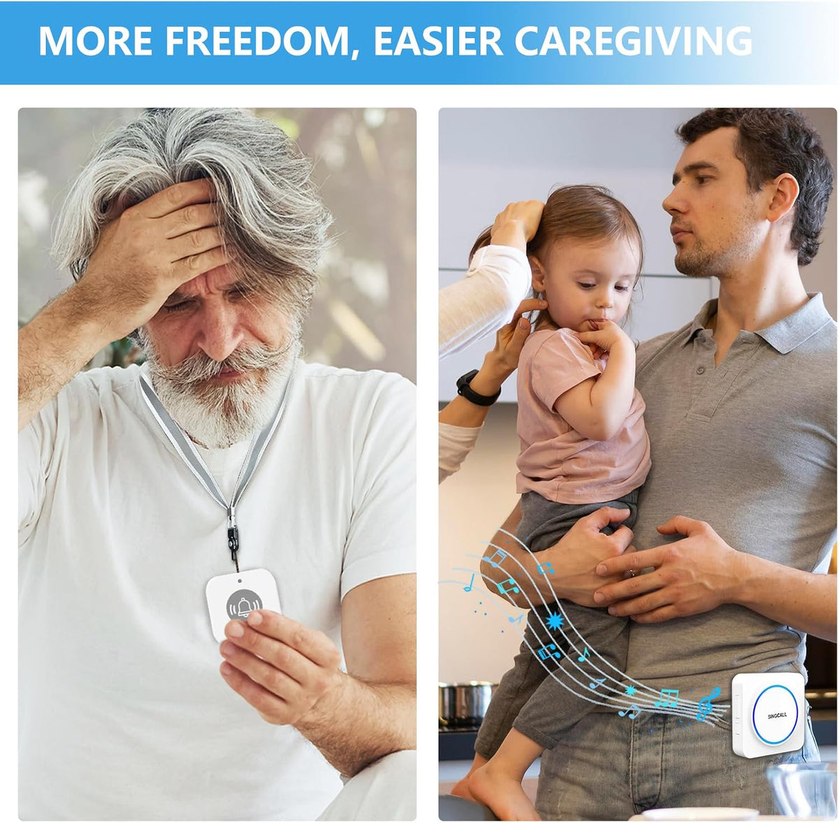 Wireless Portable Caregiver Pager Personal Panic Alarm System
