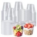 150 Pack 9 oz Clear Plastic Cups with No Hole Flat Lids, Disposable Cups with Lids for Desserts, Snacks, Parfait