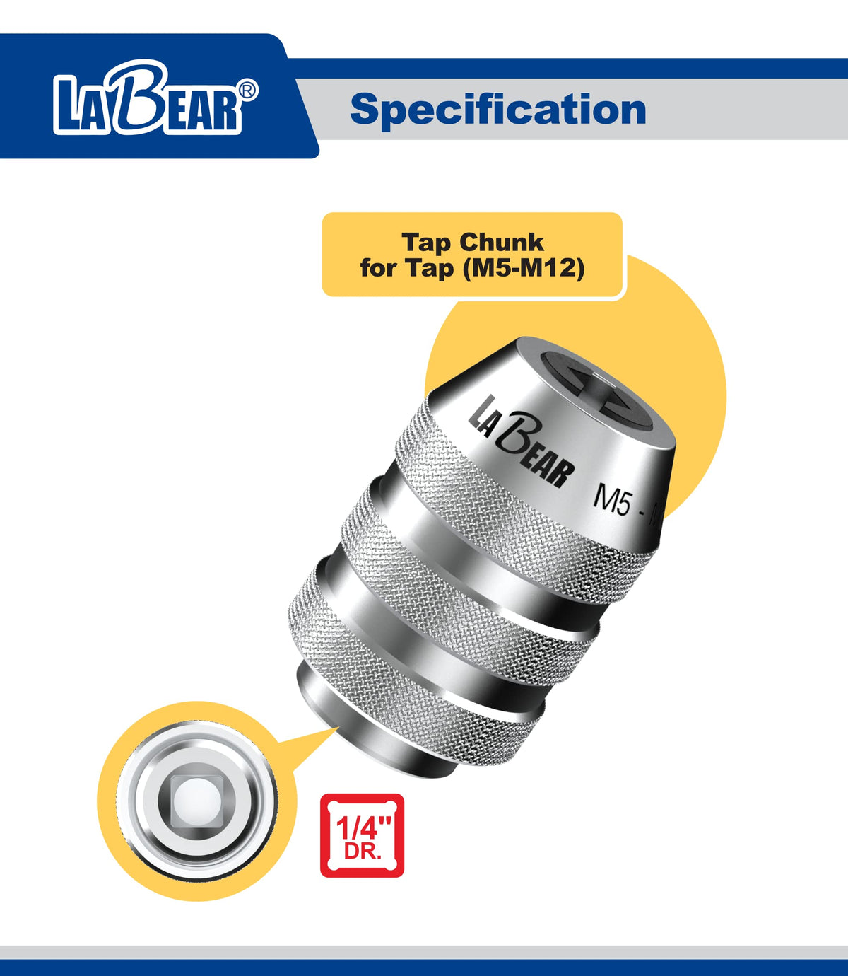LABEAR 1/4-Inch Drive Adjustable Tap Chuck Socket Adapter, M5-M12