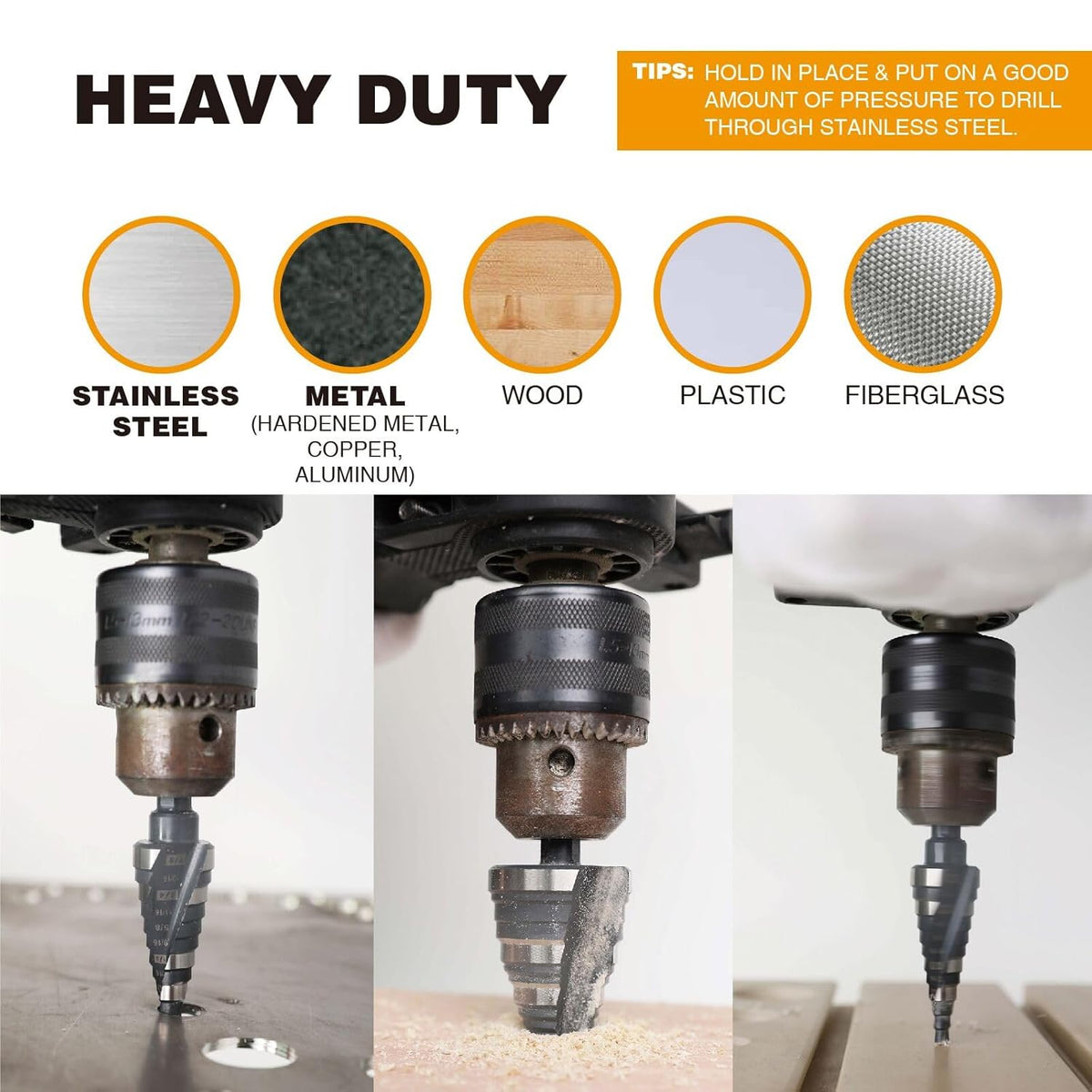 3/16"-7/8" M2 Step Drill Bit Unibit for Hole Drilling 12 Sizes