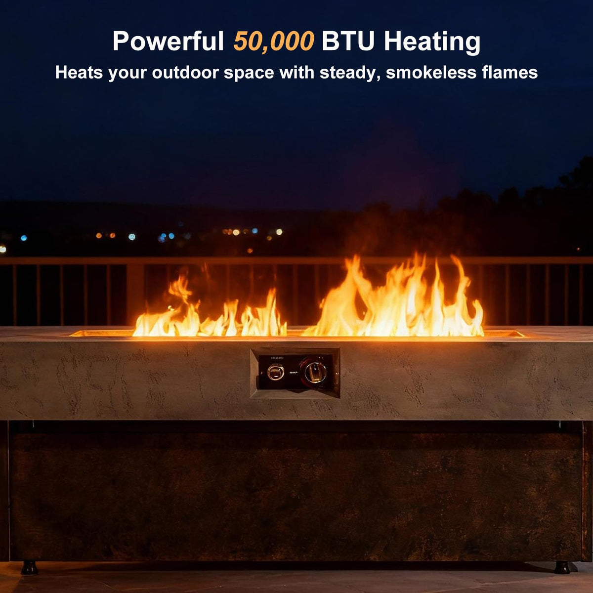 56 Inch Outdoor Propane Fire Pit Table, 50,000 BTU Rectangle Gas Fire Pit for Patio Deck Backyard, Includes