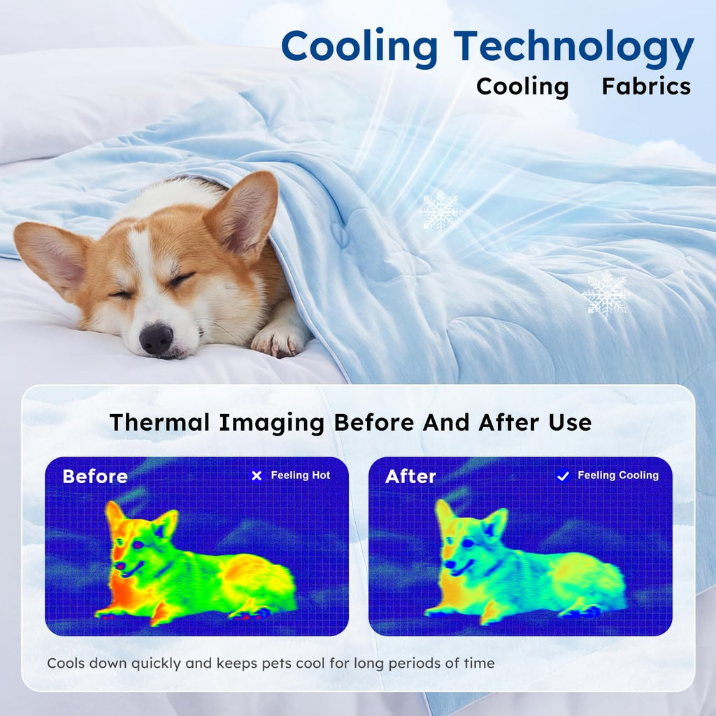 Cooling Blanket for Large Dogs - Washable Dog Cooling Mat for Hot Weather, Travel Soft Pet Summer Essentials, Khaki