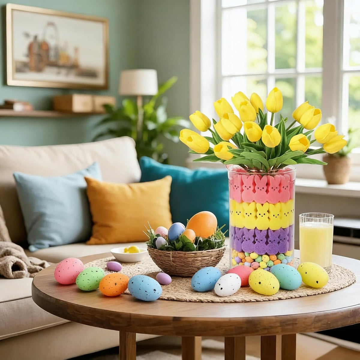 32 PCS 3 Sizes 8 Colors Pastel Speckled Easter Eggs Decor,Foam Easter Egg Decoration for Easter Basket Vase Fillers