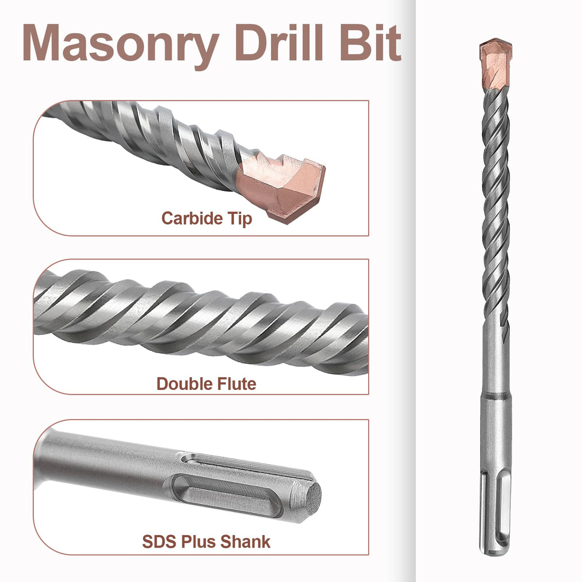 5/8 x 11 (16x280mm) SDS Plus Masonry Drill Bit, Rotary Hammer Bit