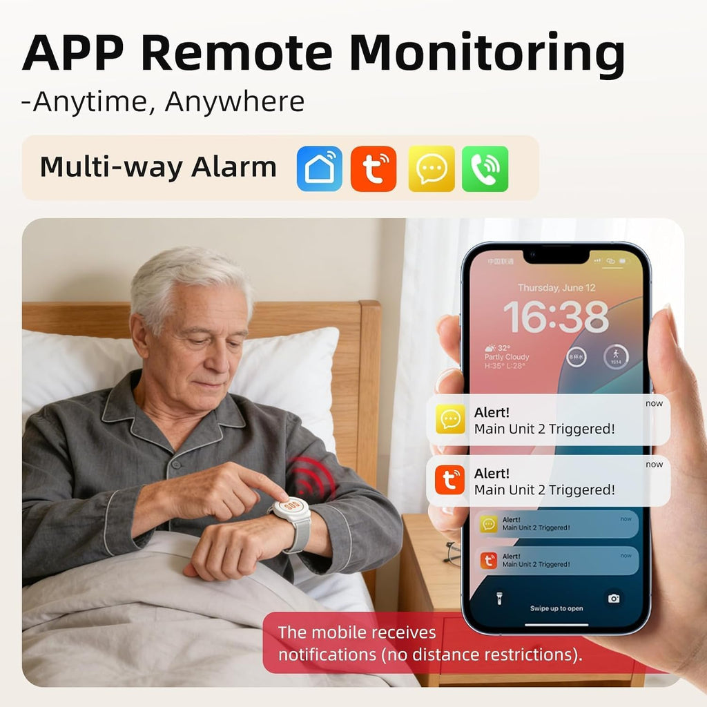 Wi-Fi Caregiver Call Button Emergency Alert System for Seniors
