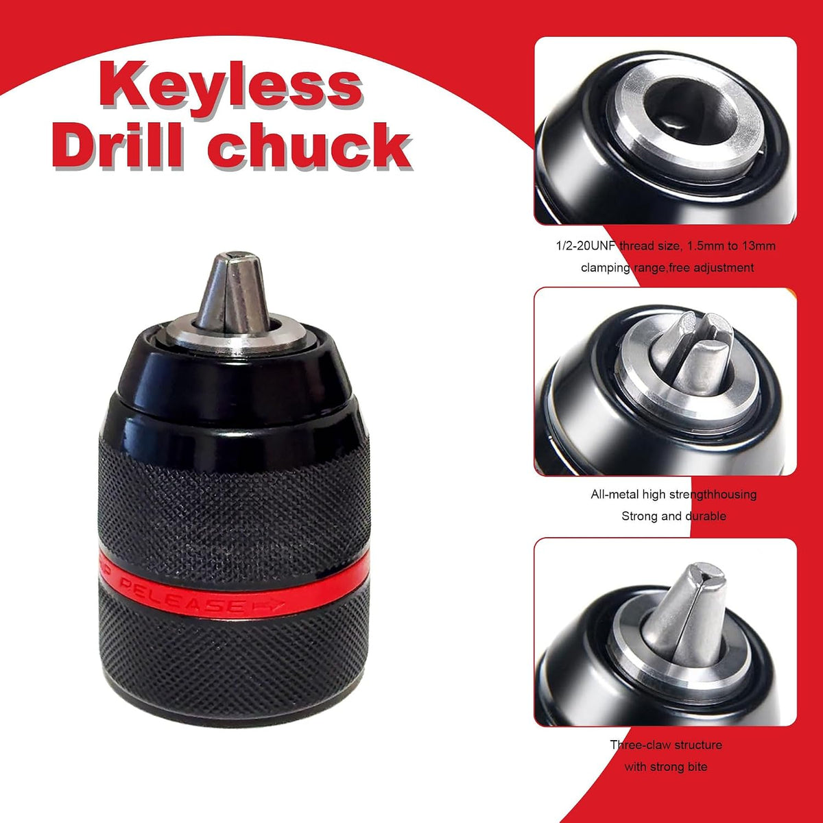 Drill Chuck for Milwaukee, 1/2-20UNF Mount Self-tighten Drill Chuck