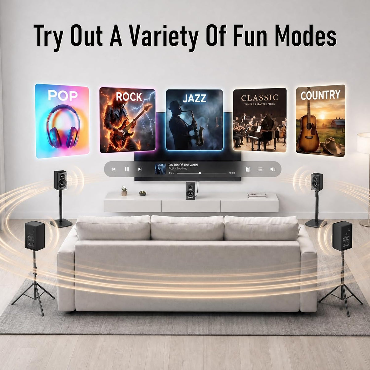 Wireless Surround Sound System Home Theater System | 1000W Surround Speakers 8" Subwoofer 5.1/2.1 Channel Deep Bass
