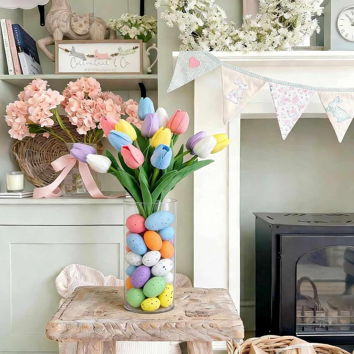 Pastel Speckled Easter Eggs Decor 24 PCS 3 Sizes 8 Colors,Foam Easter Eggs Decoration for Easter Basket Fillers Home