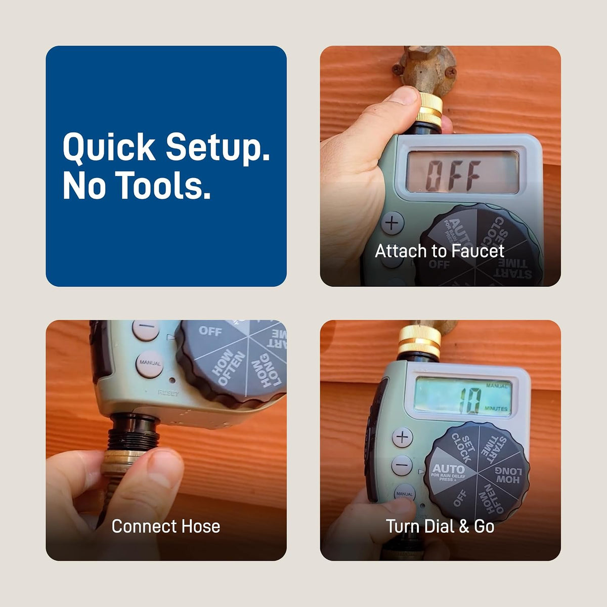 One Outlet Single-Dial Hose Faucet Timer - Easy Programmable - For Garden Watering System - LCD Hose Timer with