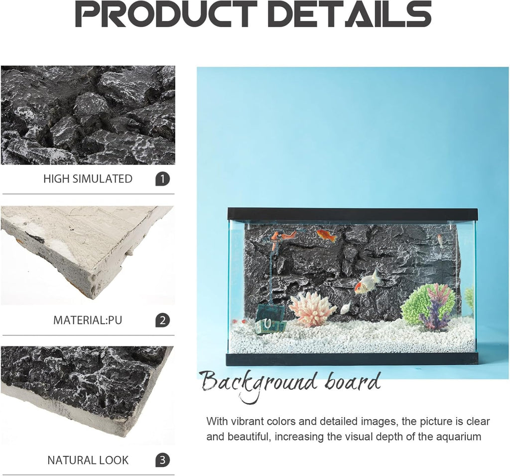3D Rock Terrarium Background Board, 17.7x11.8 in for Reptile Tank