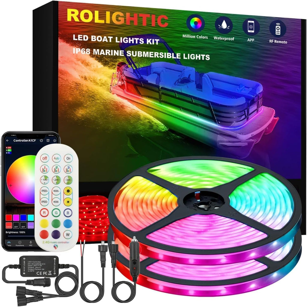 Marine Submersible Boat LED Strip Lights, 66FT IP68 Waterproof