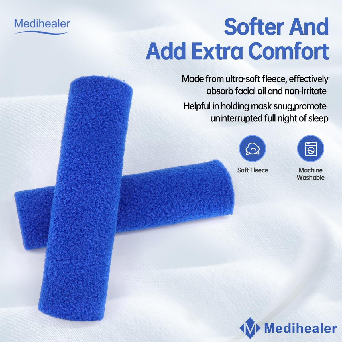 8 Pack CPAP Headgear Strap Covers, Universal and Reusable CPAP Strap Covers, Soft-Fleece Strap Pads for Reduce Red Marks, Great Value Kit Supplies by Medihealer