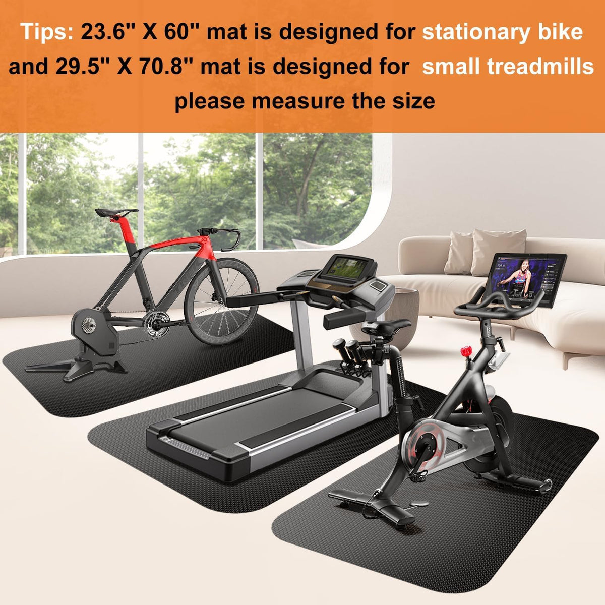 Bike Mat,Treadmill Mat,Compatible for Elliptical,Exercise Bikes, Stationary Cycles,Spin Bike,Under Exercise Bike
