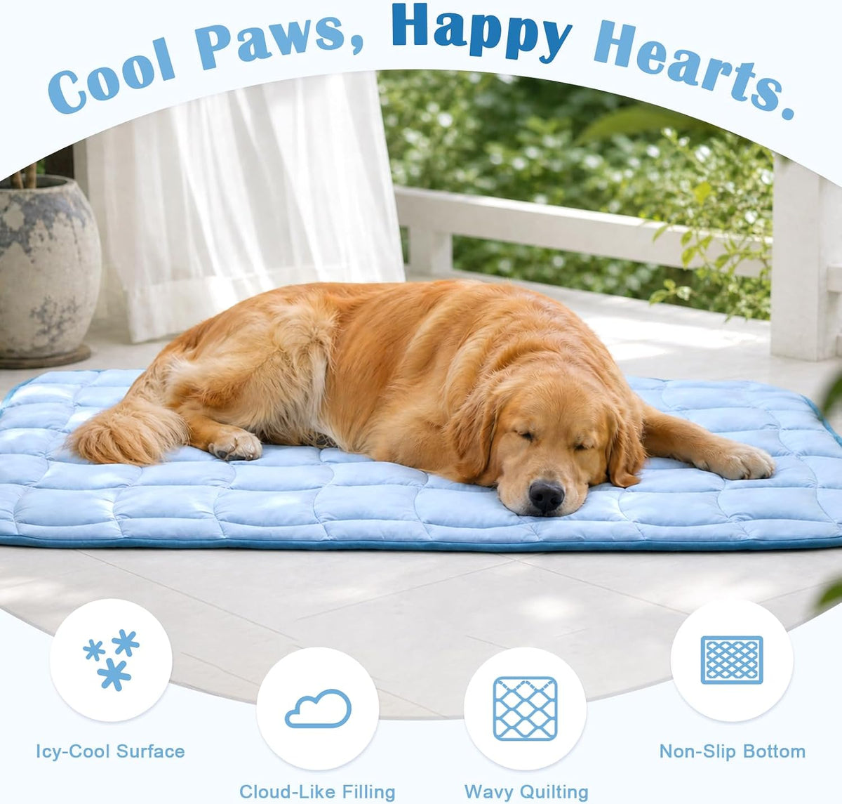 Cooling Mat for Dogs, X-Large Dog Cooling Pad, 44"x32", Blue