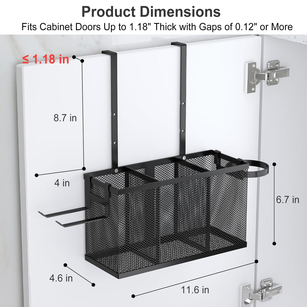 SHINEWON Hair Tool Organizer, Adjustable Height Hair Dryer Holder, Black