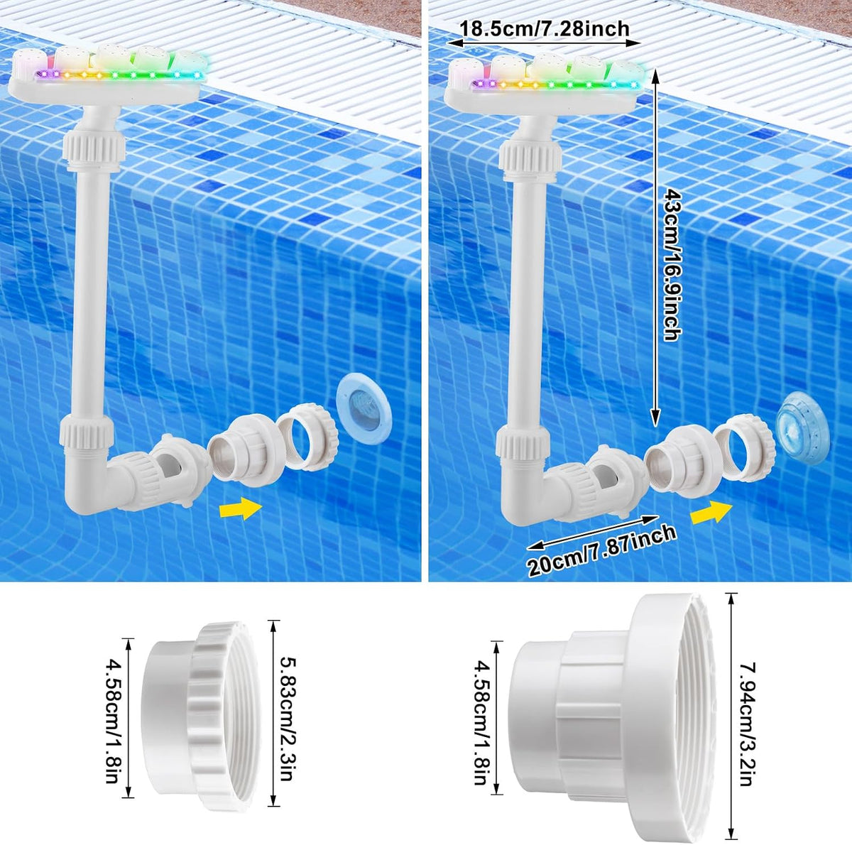 2026 Solar Pool Fountain for Above and Inground LED 360° Adjustable Fountain for Swimming Pool Sprayer Waterfall