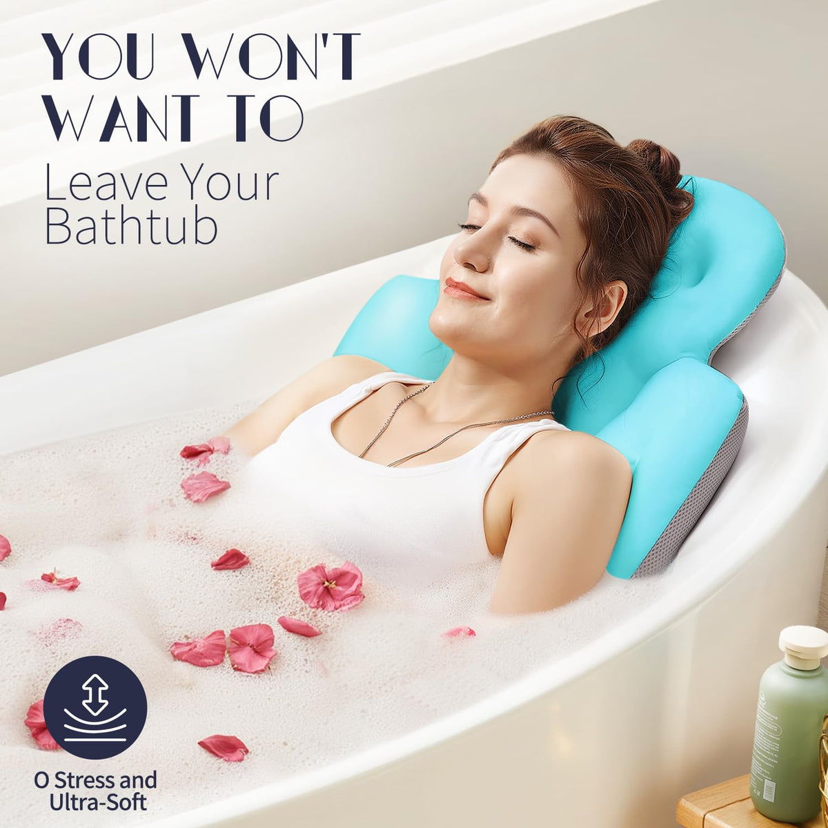 Full Body Bath Pillow for Bathtub, Thick Bathtub Cushion, Luxury Tub Pillow for Bath for Headrest Neck and Back