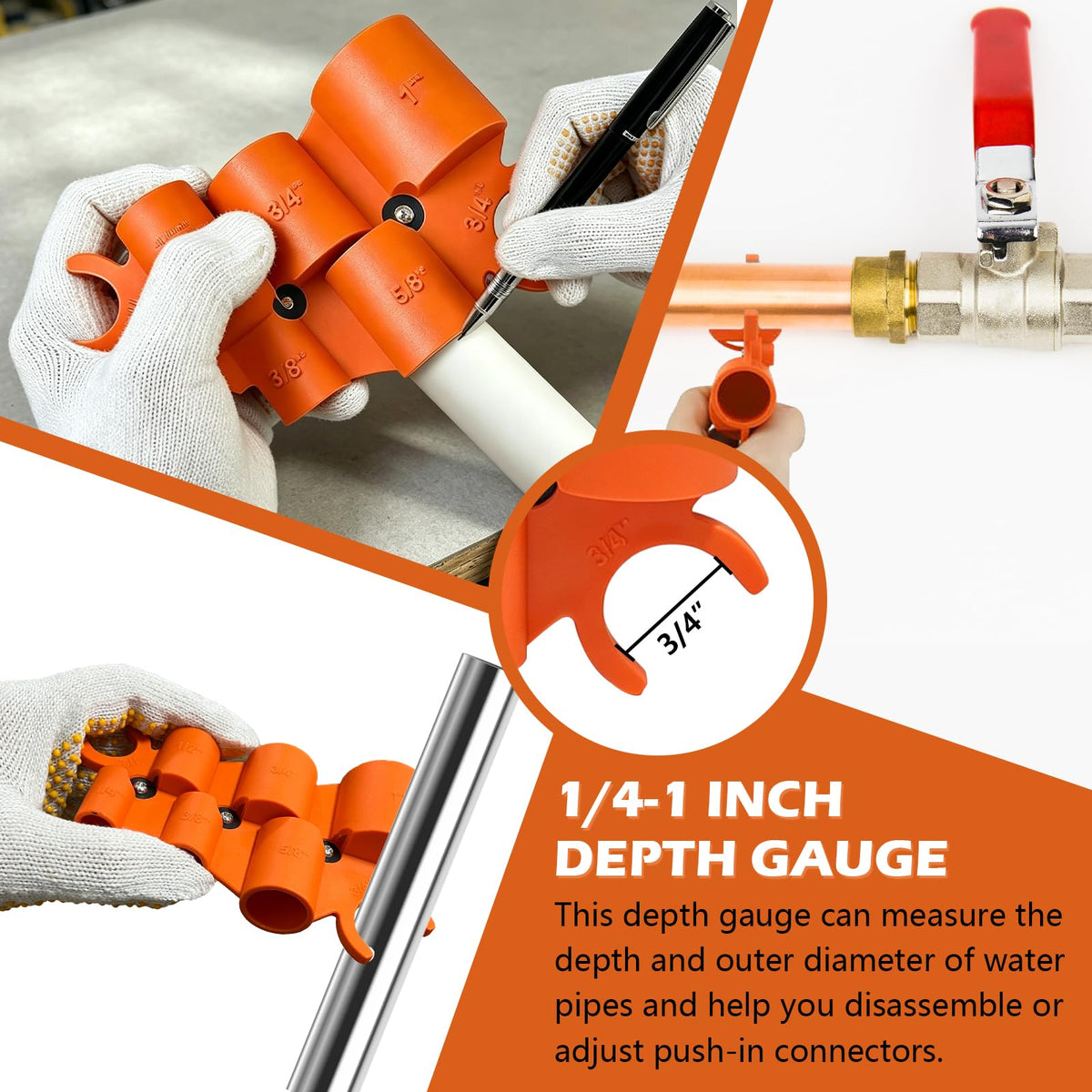 13 Pcs 1/4-1 Inch Depth Gauge and Pipe Deburring Tool for Brass,PVC,PERT