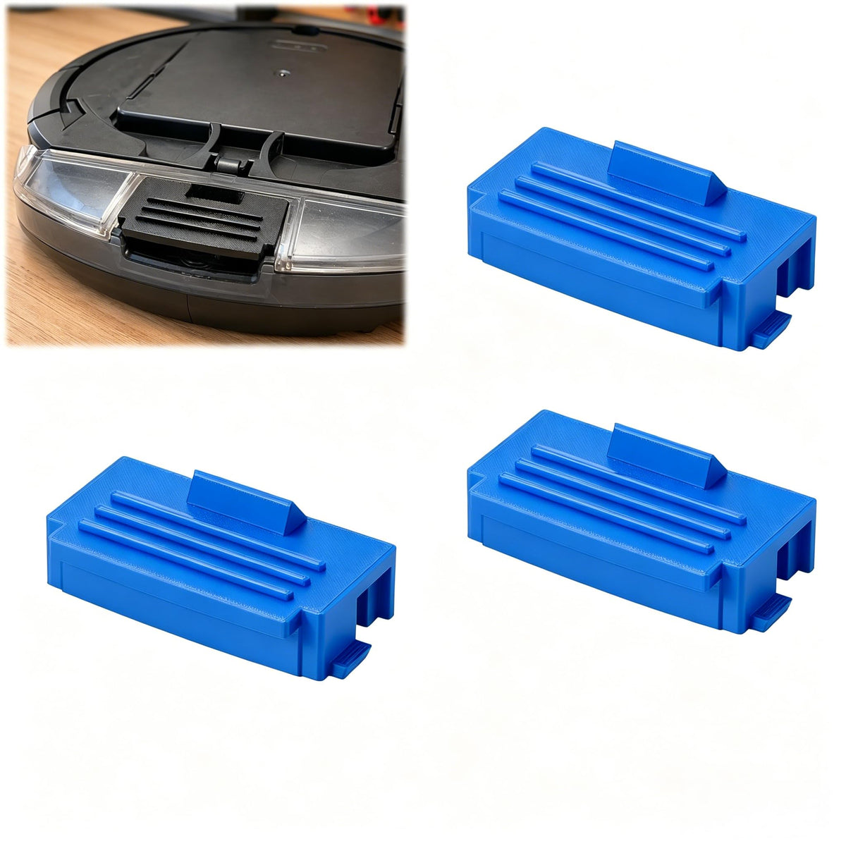 Dust Bin Latch Clips Replacement Compatible with Shark Matrix Plus Robot Vacuum – Secure Locking Dust Bin Connector Parts, Durable Vacuum Bin Clips 3-Pack (Bule)