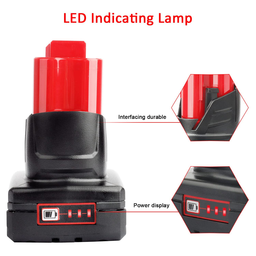 2 Pack 12V 6A Replacement Battery Compatible with Milwaukee 12V Power Tools (Not Made in Milwaukee)