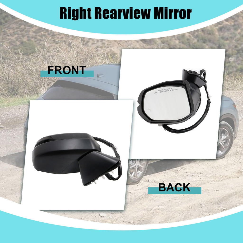 XQSMWF Passenger Right Side Door Mirror Assembly Fit for 2023-2025 Honda HR-V EX-L Sport - 8 Pins, Heated, Blind Spot, Turn Signal, Power Glass, Manual Fold - Black - Replaces 76208-3W0-A43 HO1321359