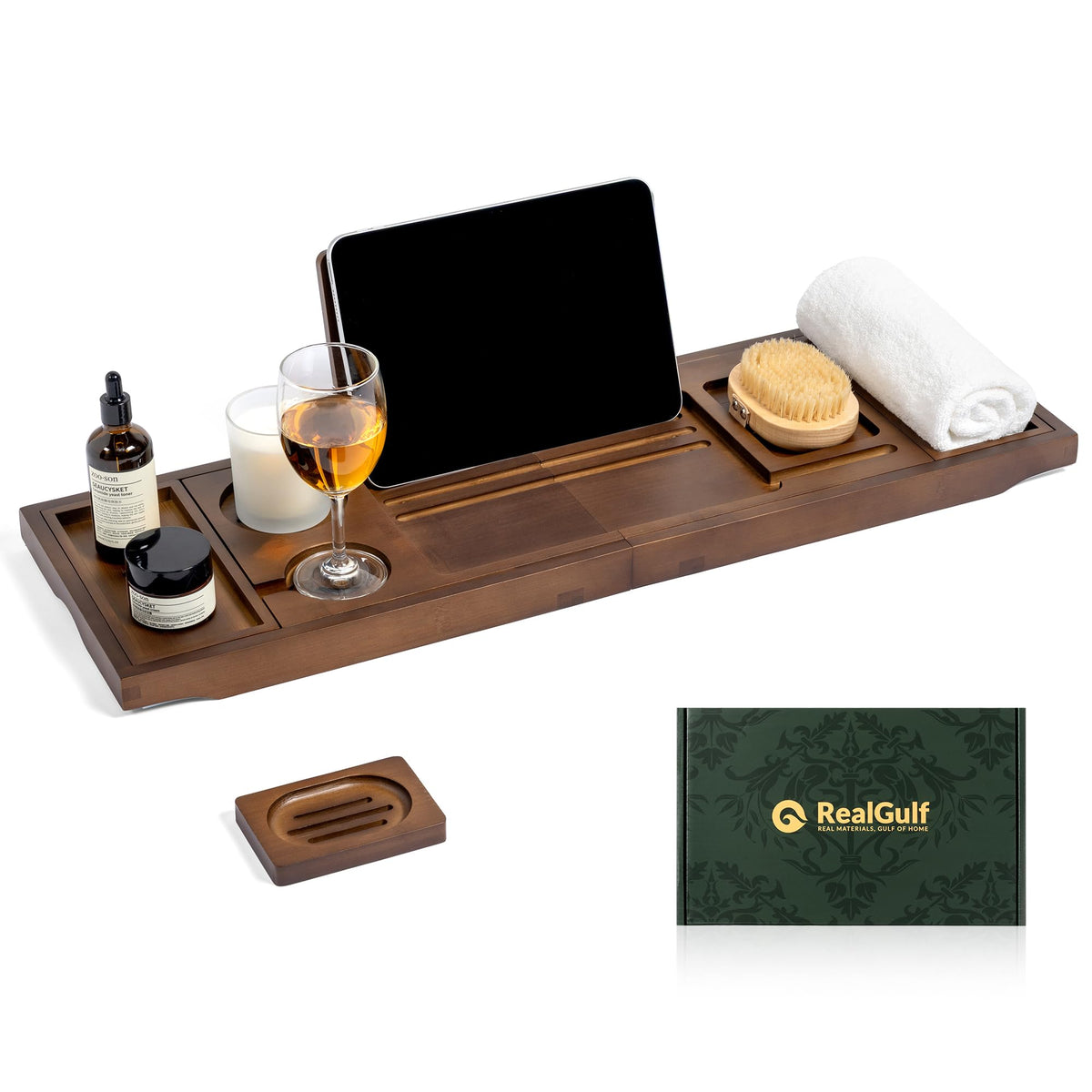 Bamboo Bathtub Tray, Brown Bath Caddy