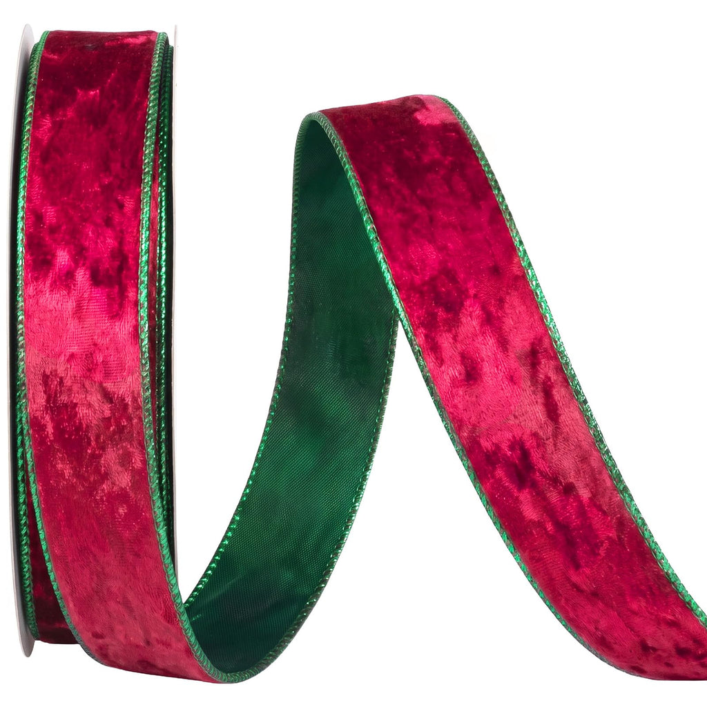 1 Inch × 10 Yard Christmas Red Green Velvet Ribbons for Bow Making, Xmas Winter Holiday Ribbon Bows Accessories for