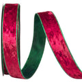 1 Inch × 10 Yard Christmas Red Green Velvet Ribbons for Bow Making, Xmas Winter Holiday Ribbon Bows Accessories for
