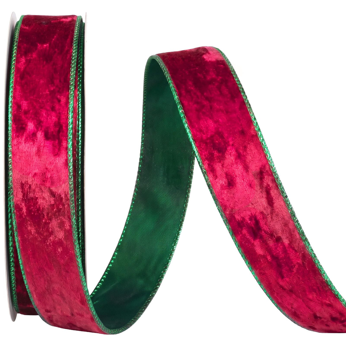 1 Inch × 10 Yard Christmas Red Green Velvet Ribbons for Bow Making, Xmas Winter Holiday Ribbon Bows Accessories for