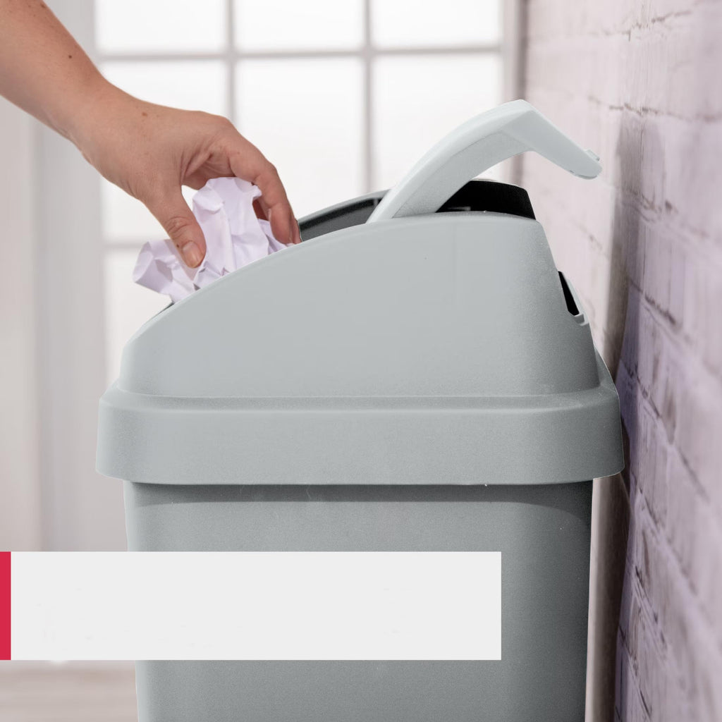 Kitchen Trash Can 13 Gallon Plastic Garbage Bin with Swing Top Lid