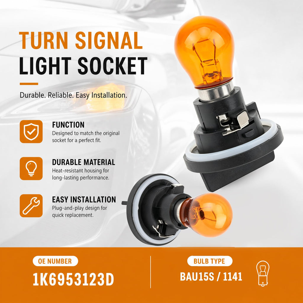 Svicari Front Turn Signal Light Socket Holder & Bulbs for Volkswagen Jetta for Audi A6 C6 1K6953123D 2PCS