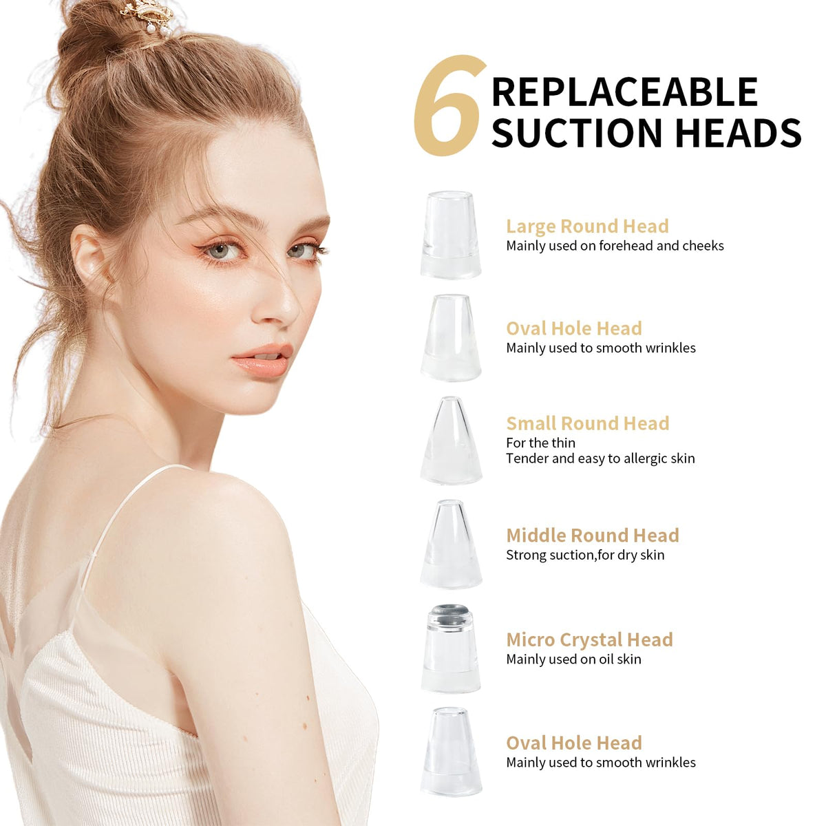 2026 Blackhead Remover Pore Vacuum Cleaner - 3 Adjustable Suction Power 6 Probes,USB Rechargeable Blackhead Vacuum